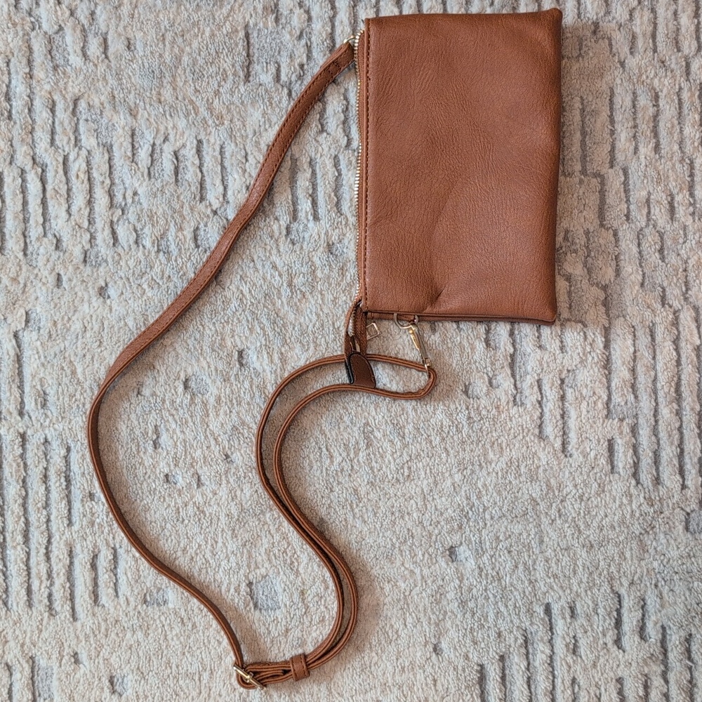 Brown Leather Crossbody Bag (No Brand)